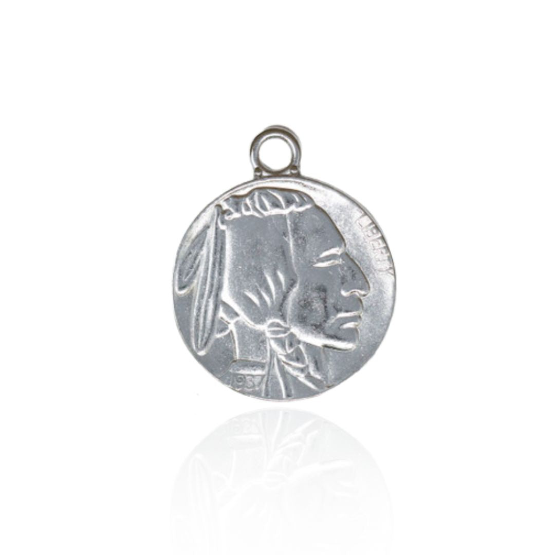 Oversized Buffalo Nickel Charm Silver