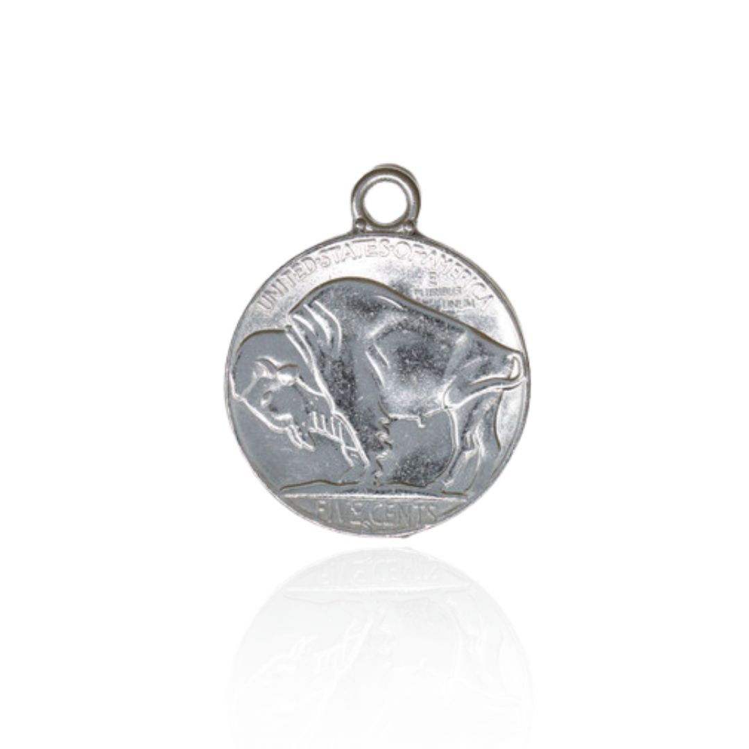 Oversized Buffalo Nickel Charm Silver