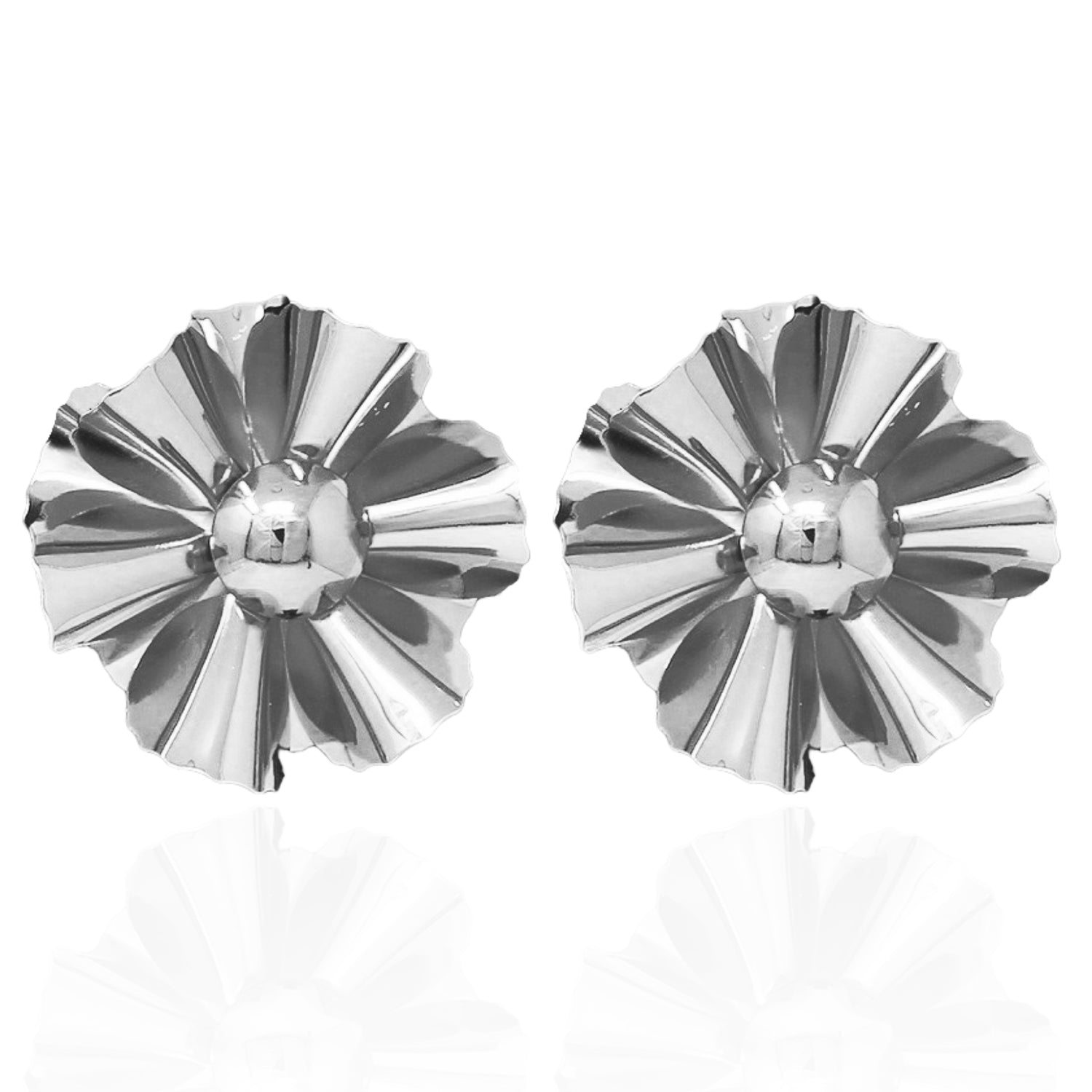 Poppy Silver Flower Earrings