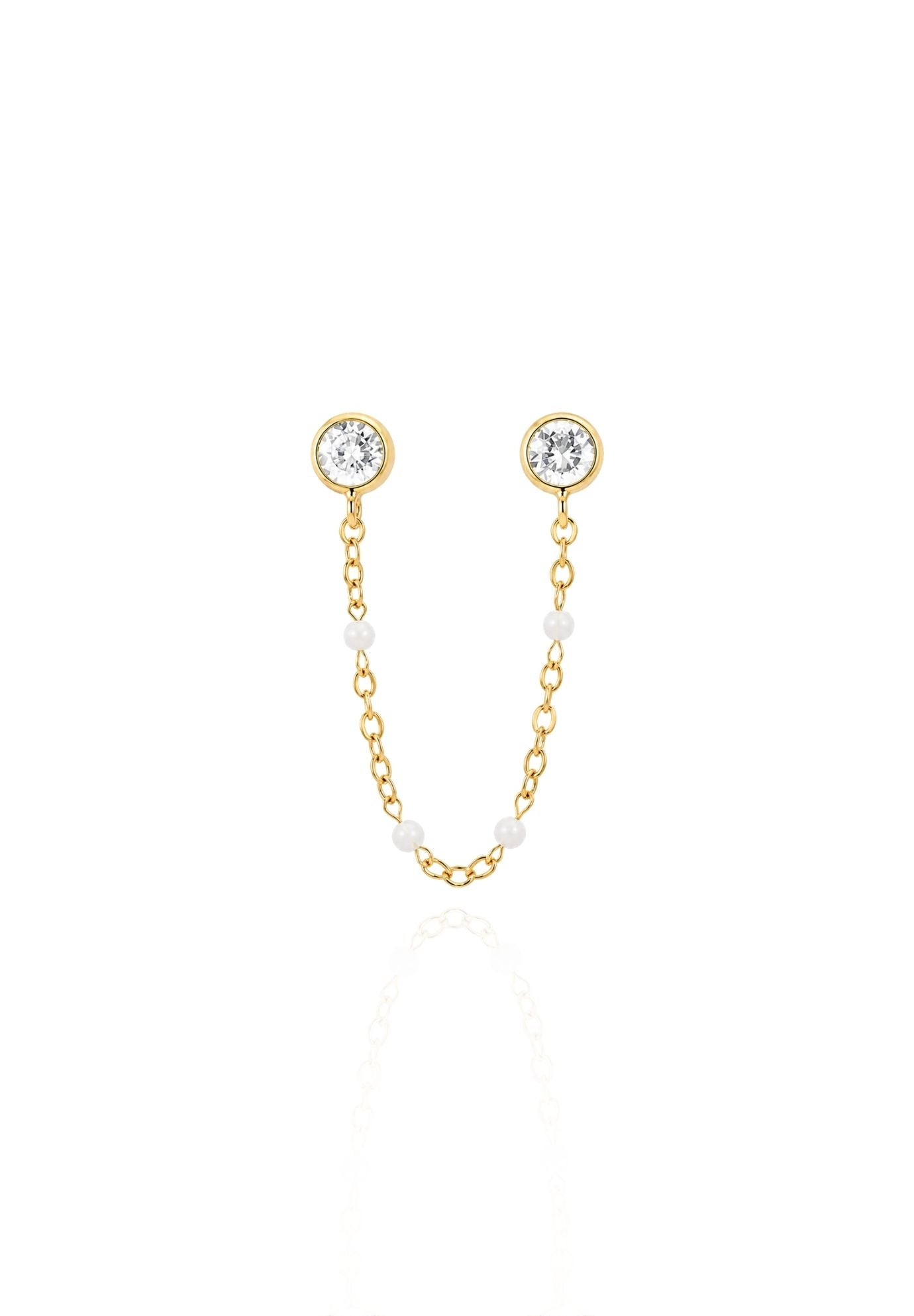 Skye Double Chain White Earring