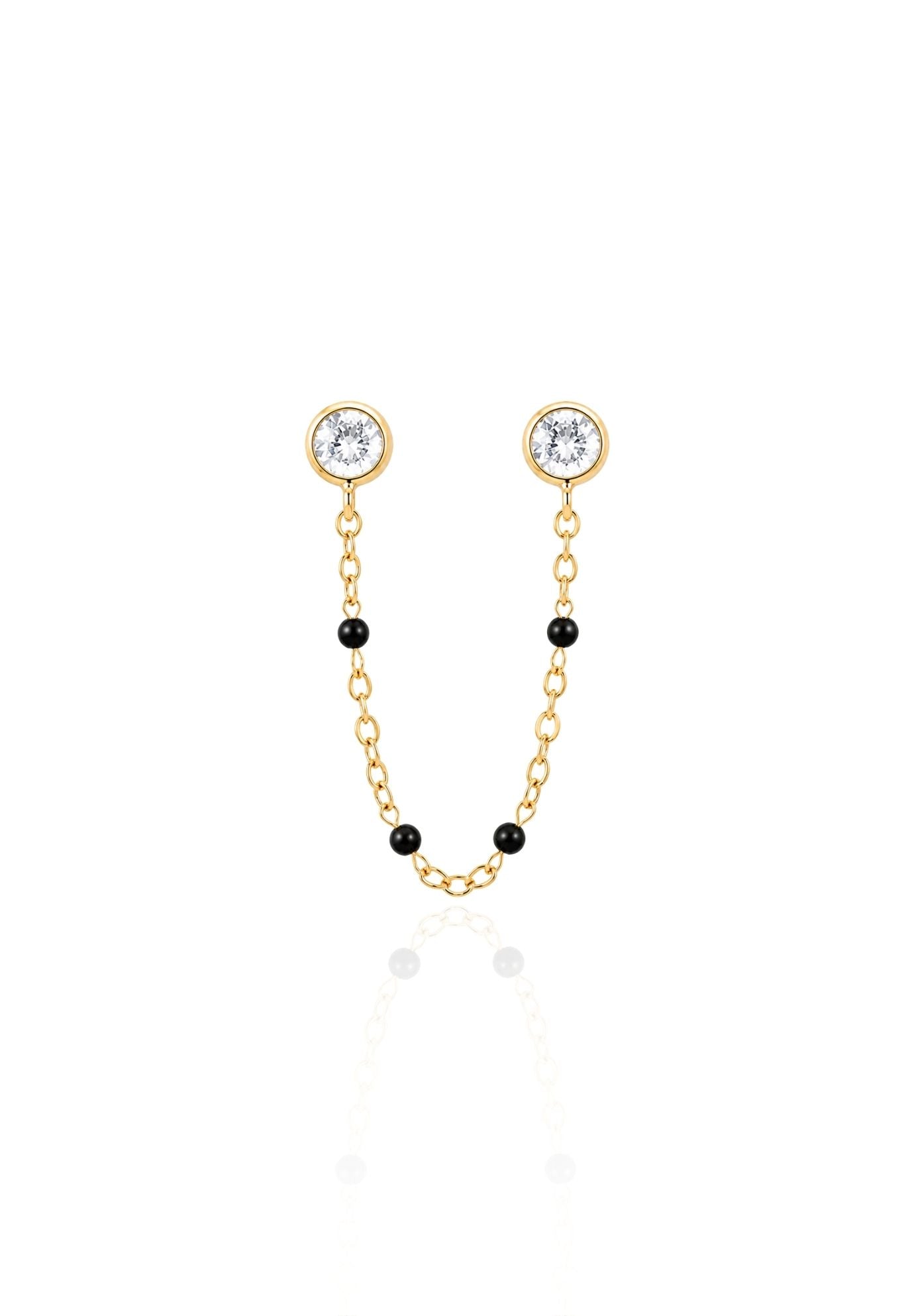 Skye Double Chain Black Earring