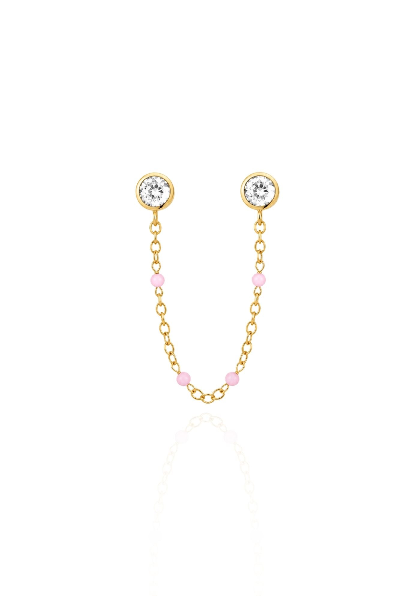 Skye Double Chain Pink Earring