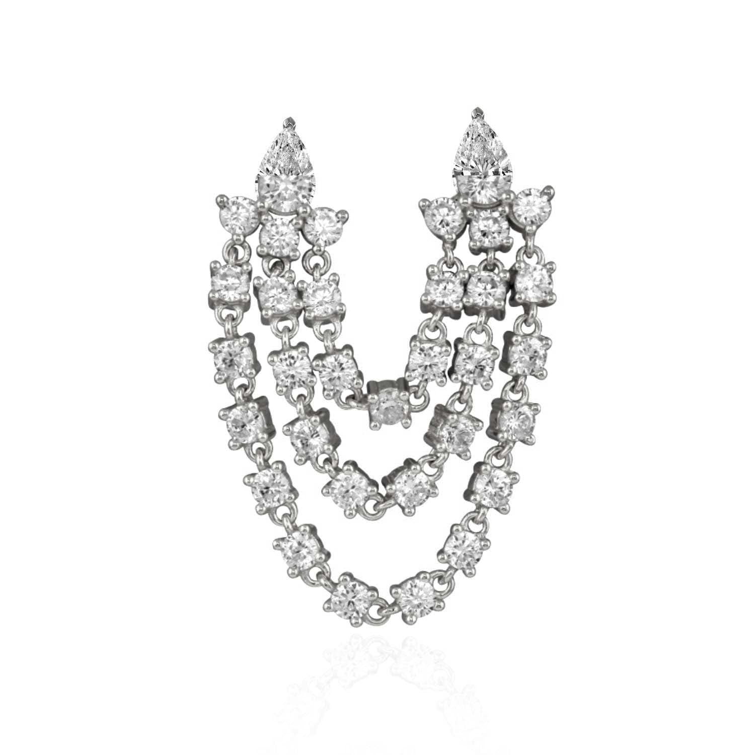 Vanna Double Pierced Silver Earring