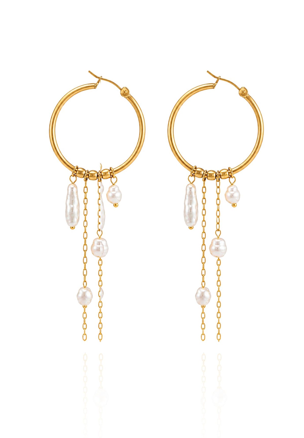 Marlowe Pearl Drop Hoop Earrings