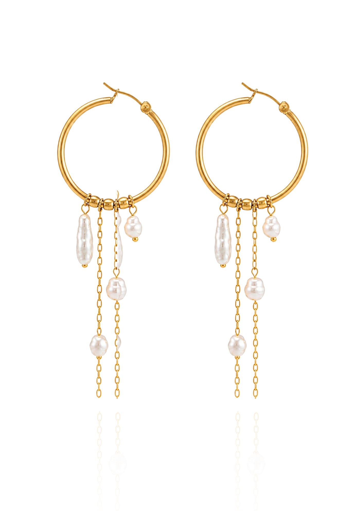 Marlowe Pearl Drop Hoop Earrings