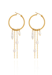 Marlowe Pearl Drop Hoop Earrings