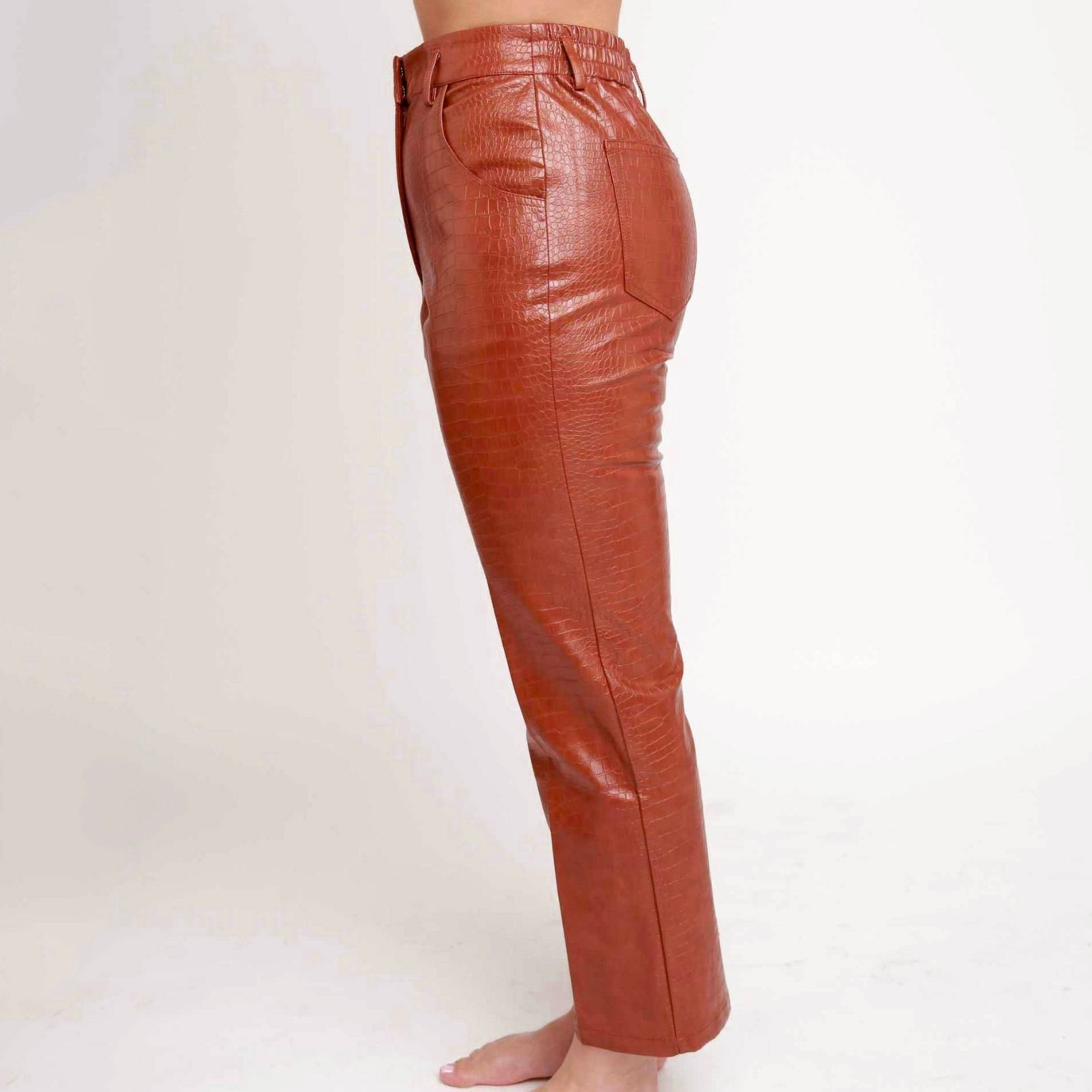 Coralie Brown Leather Pants