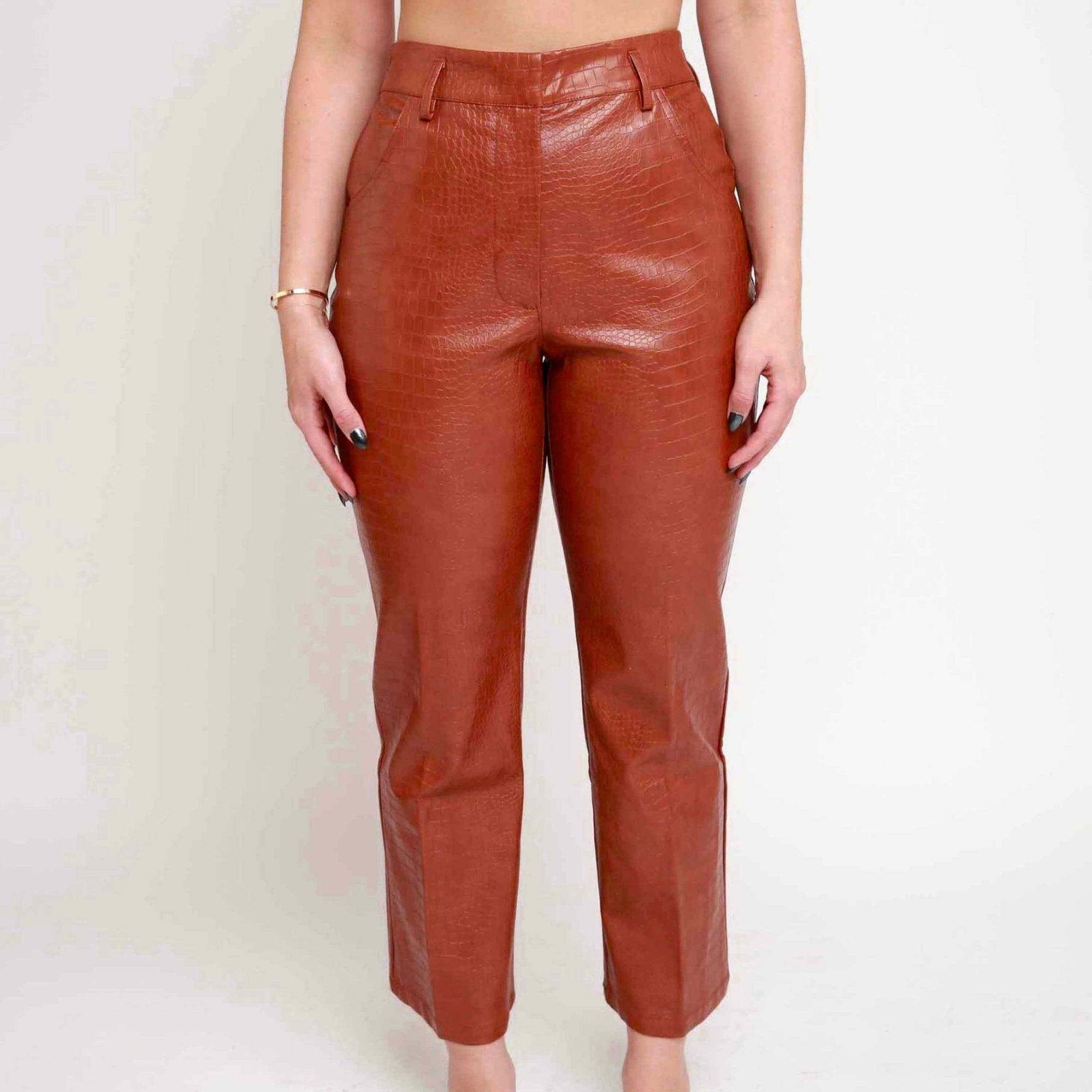 Coralie Brown Leather Pants