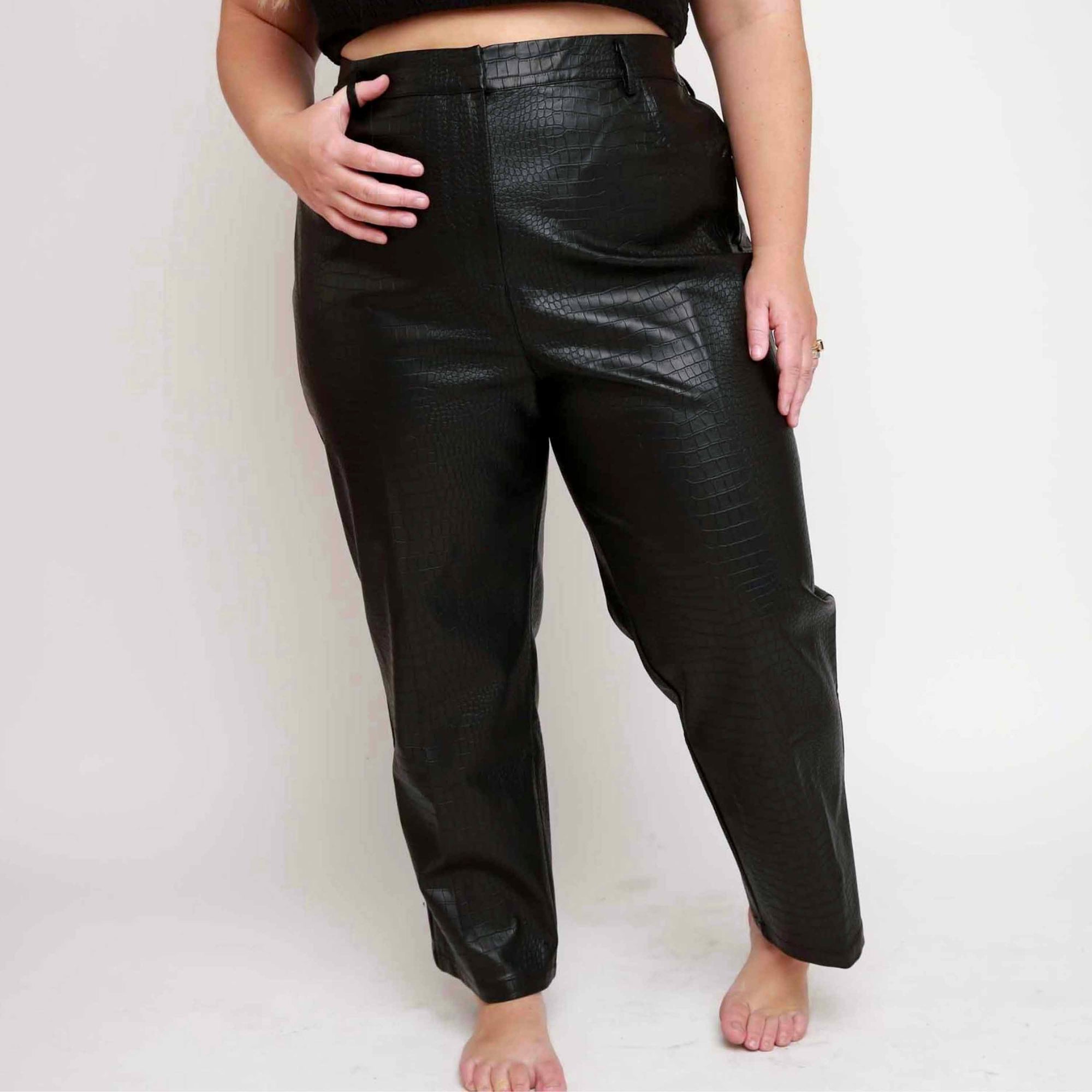 Coralie Black Leather Pants