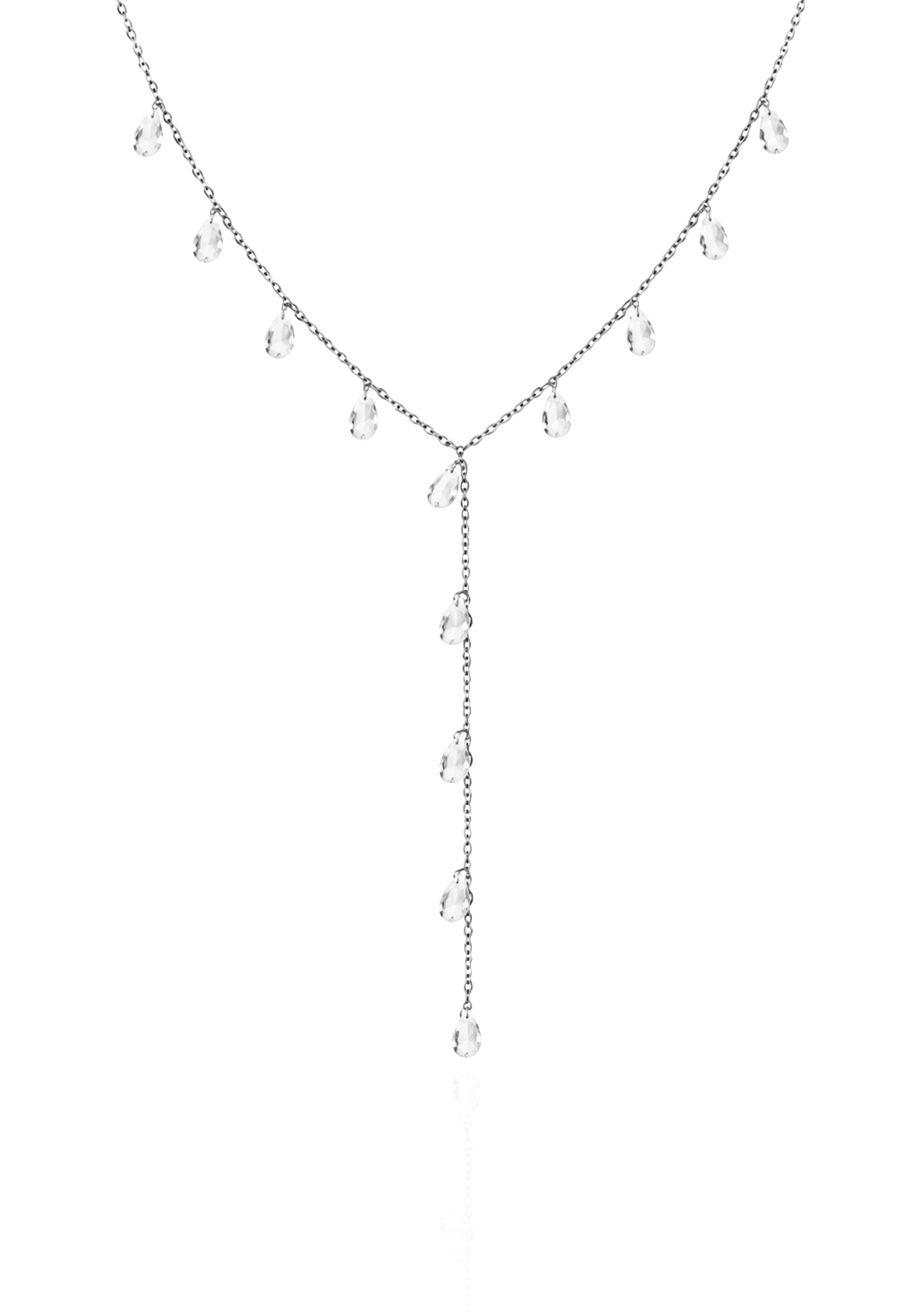 Delia CZ Silver Lariat Necklace