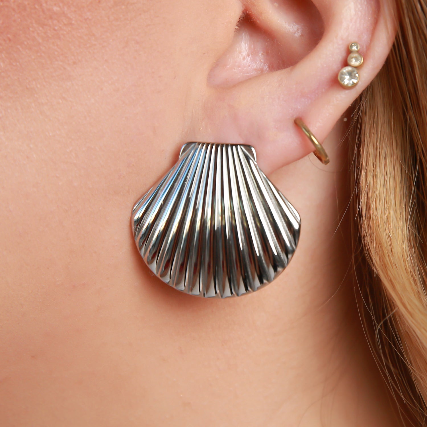 Ariel Silver Shell Earrings